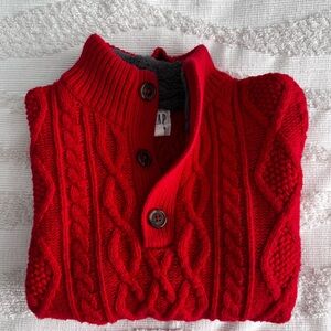 GAP Boys Vibrant Red Cable Knit Zip-Up Sweater